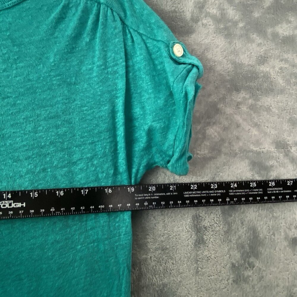 RALPH LAUREN Women 100% Linen Short Sleeve Pullover Top Sz L Green Casual 10-18 - Picture 6 of 6